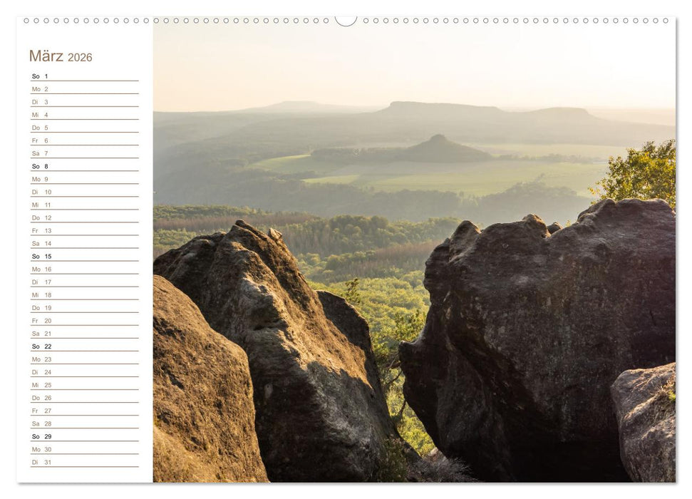 Zschirnsteine Perspektiven - Elbsandstein (CALVENDO Premium Wandkalender 2026)