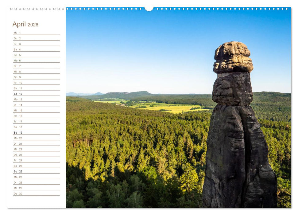 Zschirnsteine Perspektiven - Elbsandstein (CALVENDO Premium Wandkalender 2026)