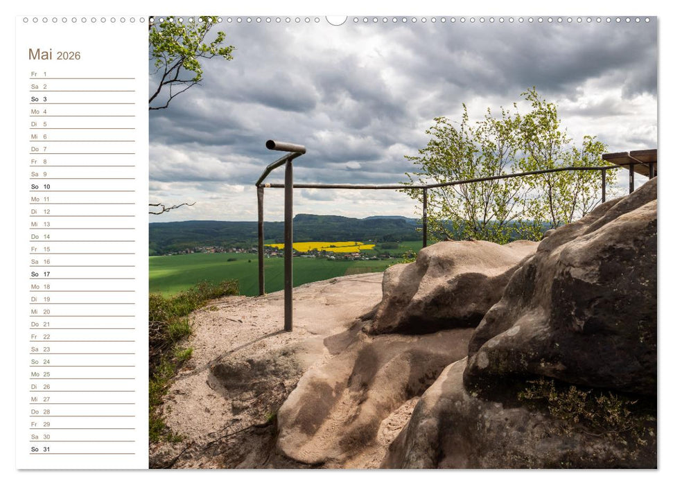 Zschirnsteine Perspektiven - Elbsandstein (CALVENDO Premium Wandkalender 2026)