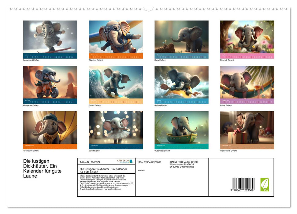 Die lustigen Dickhäuter. Ein Kalender für gute Laune (CALVENDO Premium Wandkalender 2026)