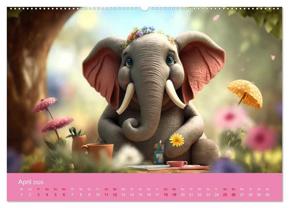 Die lustigen Dickhäuter. Ein Kalender für gute Laune (CALVENDO Premium Wandkalender 2026)