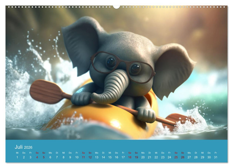 Die lustigen Dickhäuter. Ein Kalender für gute Laune (CALVENDO Premium Wandkalender 2026)