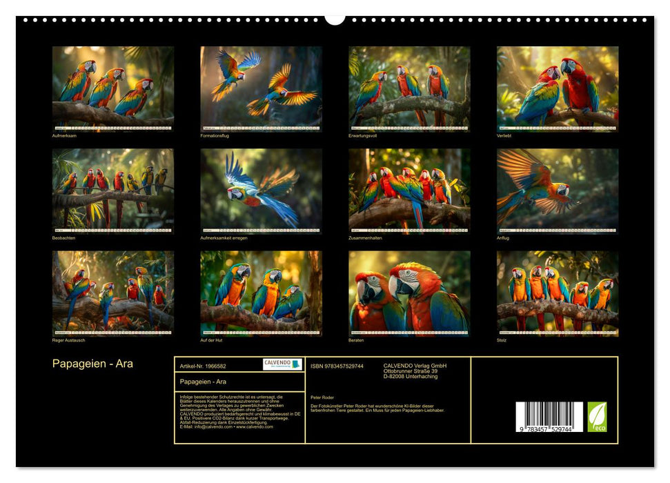 Papageien - Ara (CALVENDO Premium Wandkalender 2026)