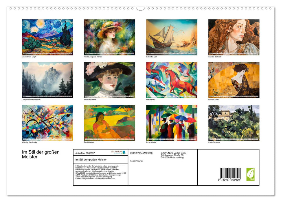 Im Stil der großen Meister (CALVENDO Premium Wandkalender 2026)
