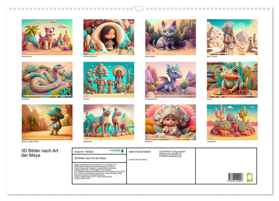 3D Bilder nach Art der Maya (CALVENDO Wandkalender 2026)