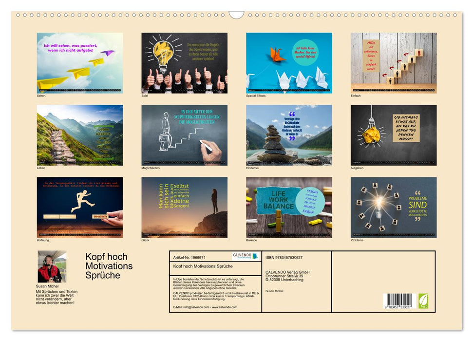 Kopf hoch Motivations Sprüche (CALVENDO Wandkalender 2026)