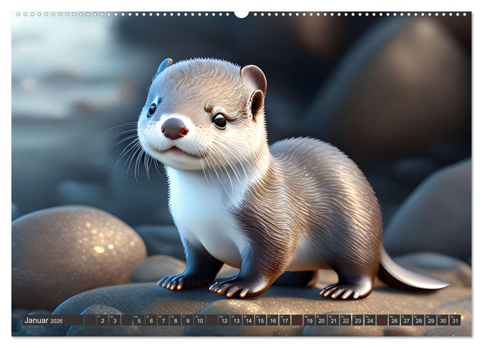 Niedliche Fischotter begleiten dich durch das Jahr (CALVENDO Premium Wandkalender 2026)
