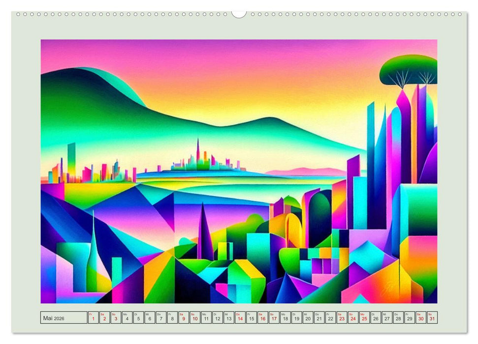 Kunterbunt kubistisch (CALVENDO Premium Wandkalender 2026)