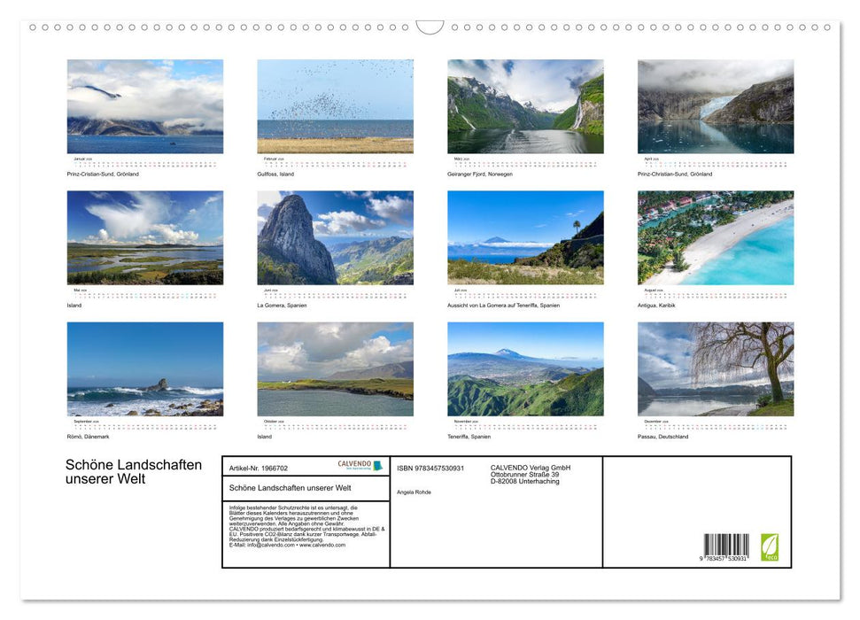 Schöne Landschaften unserer Welt (CALVENDO Wandkalender 2026)