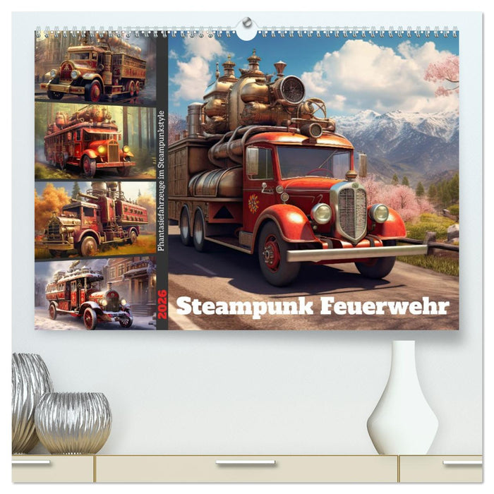 Steampunk Feuerwehr (CALVENDO Premium Wandkalender 2026)