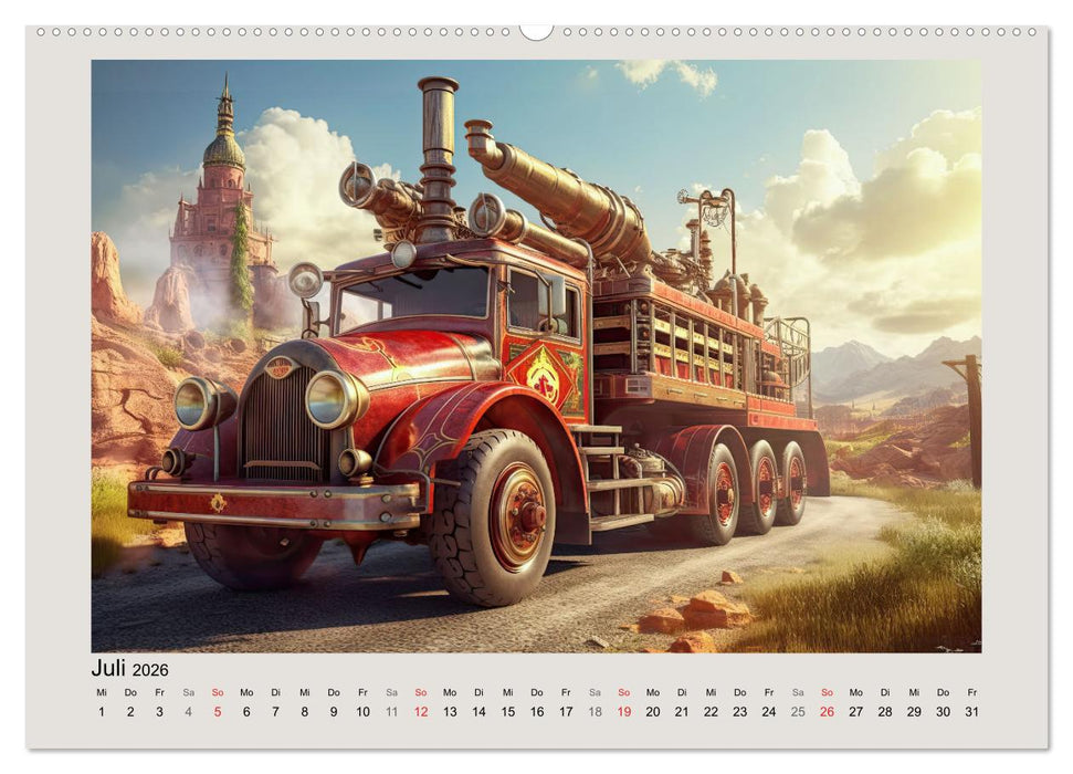 Steampunk Feuerwehr (CALVENDO Premium Wandkalender 2026)