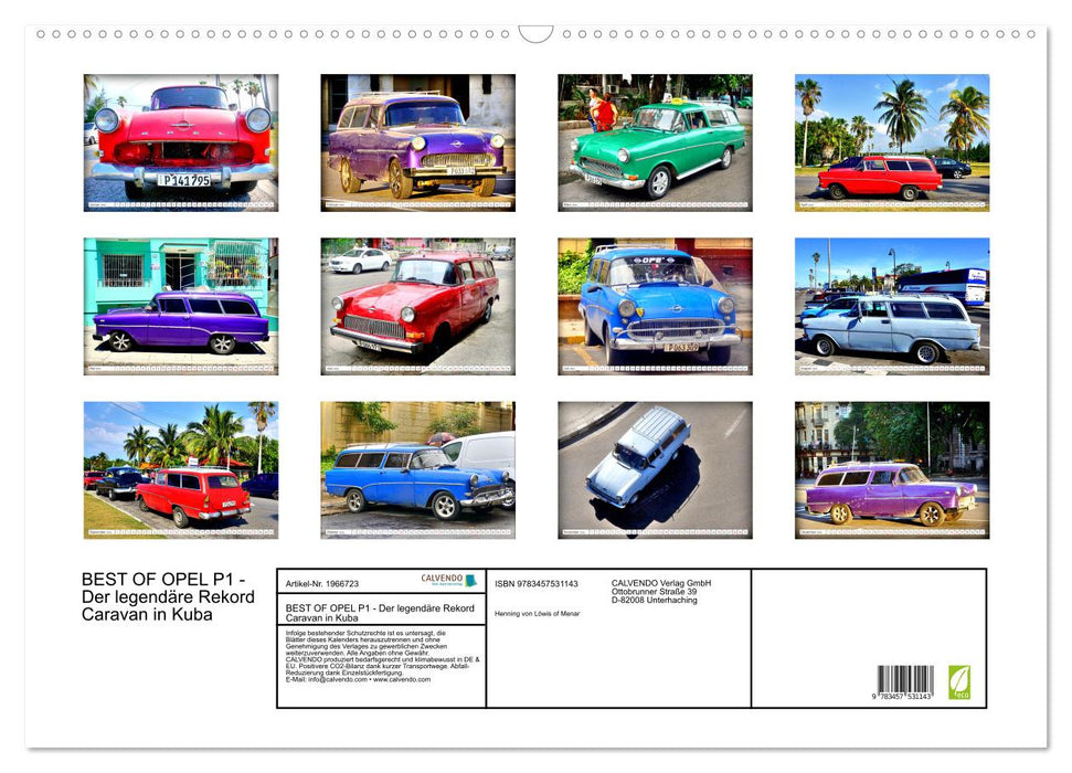 BEST OF OPEL P1 - Der legendäre Rekord Caravan in Kuba (CALVENDO Wandkalender 2026)