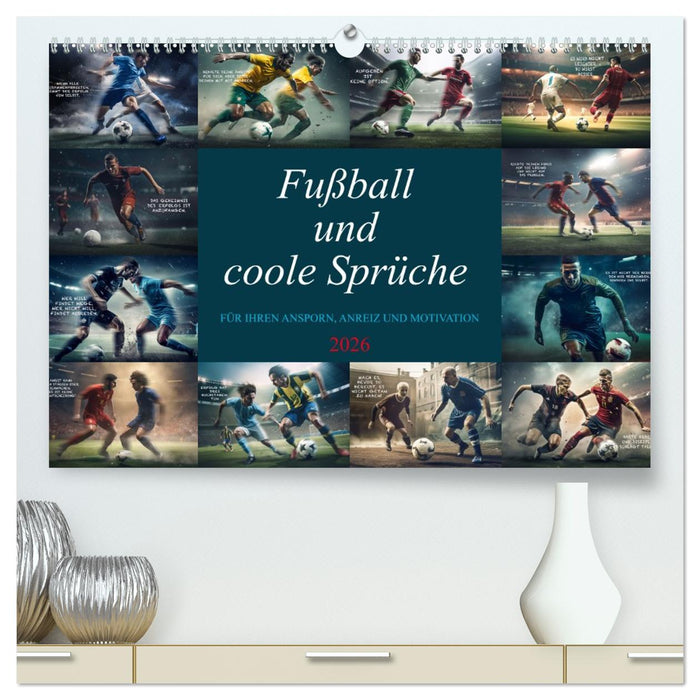 Fußball und coole Sprüche (CALVENDO Premium Wandkalender 2026)