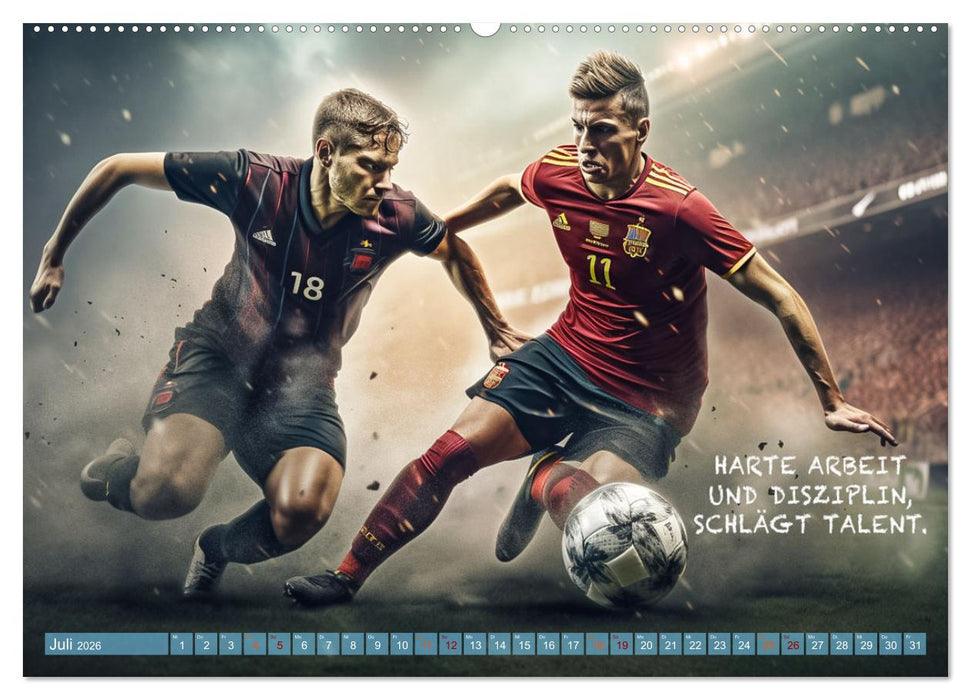 Fußball und coole Sprüche (CALVENDO Premium Wandkalender 2026)