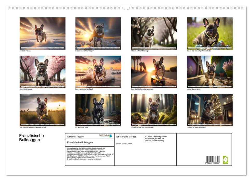 Französische Bulldoggen (CALVENDO Wandkalender 2026)
