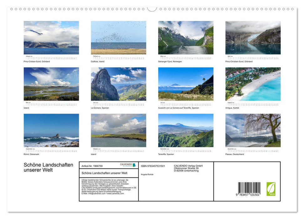 Schöne Landschaften unserer Welt (CALVENDO Premium Wandkalender 2026)