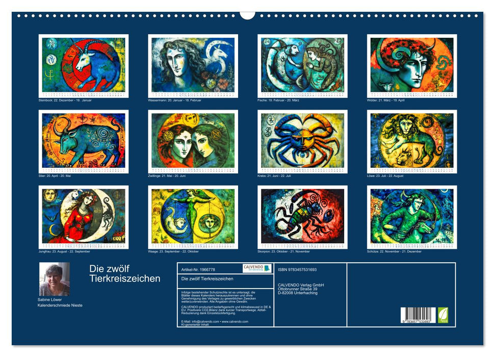 Die zwölf Tierkreiszeichen (CALVENDO Wandkalender 2026)