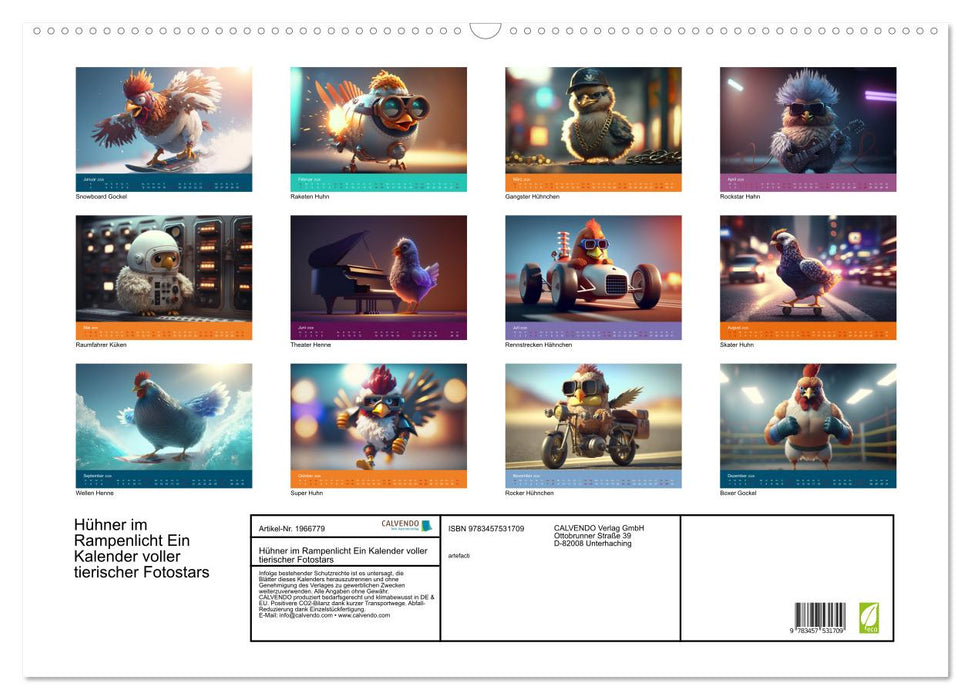 Hühner im Rampenlicht Ein Kalender voller tierischer Fotostars (CALVENDO Wandkalender 2026)
