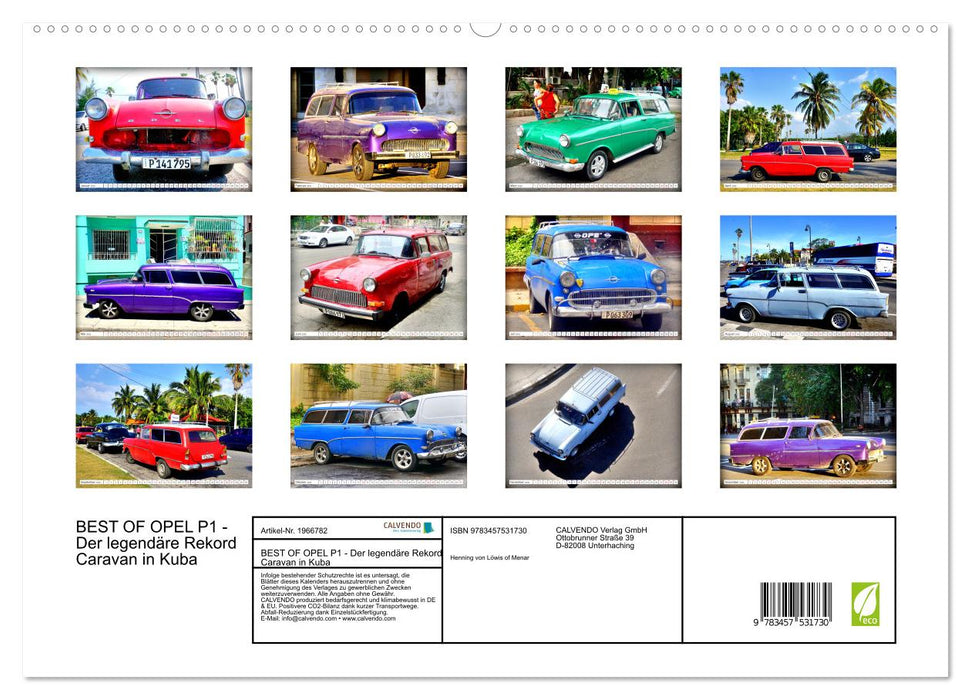BEST OF OPEL P1 - Der legendäre Rekord Caravan in Kuba (CALVENDO Premium Wandkalender 2026)