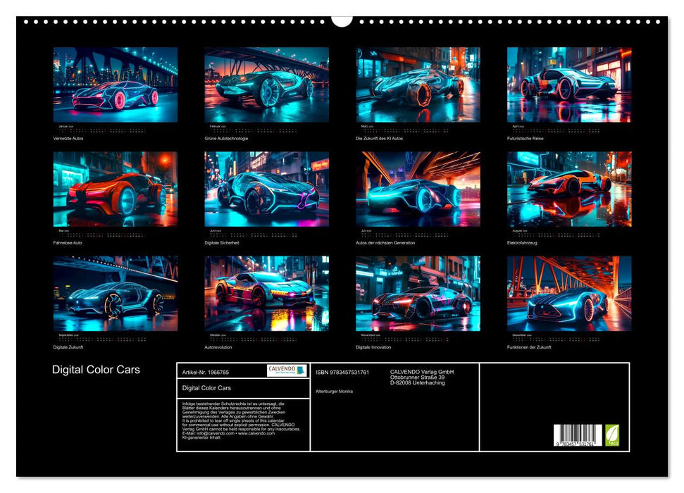 Digital Color Cars (CALVENDO Wandkalender 2026)