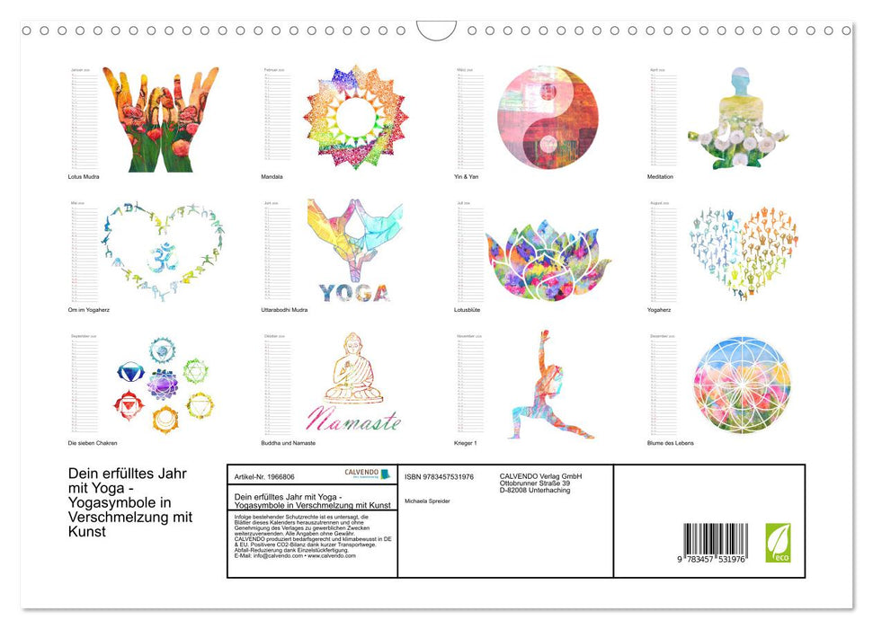 Dein erfülltes Jahr mit Yoga - Yogasymbole in Verschmelzung mit Kunst (CALVENDO Wandkalender 2026)