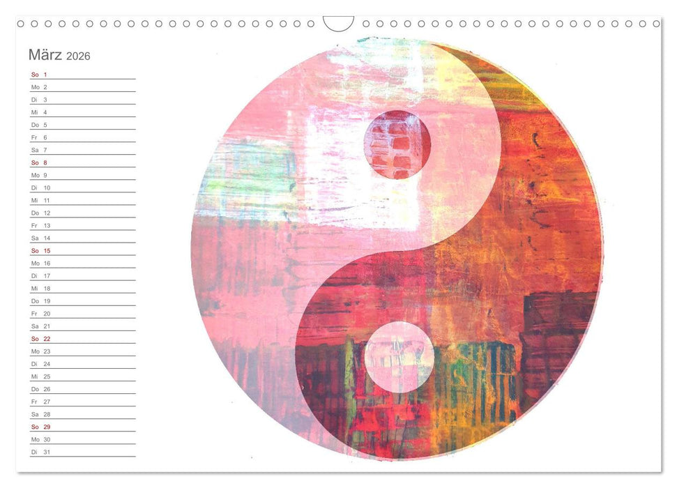 Dein erfülltes Jahr mit Yoga - Yogasymbole in Verschmelzung mit Kunst (CALVENDO Wandkalender 2026)