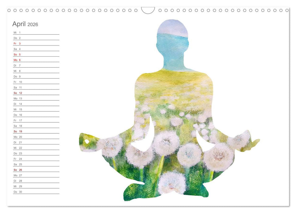 Dein erfülltes Jahr mit Yoga - Yogasymbole in Verschmelzung mit Kunst (CALVENDO Wandkalender 2026)