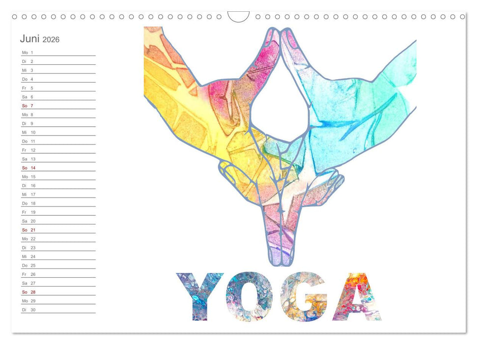 Dein erfülltes Jahr mit Yoga - Yogasymbole in Verschmelzung mit Kunst (CALVENDO Wandkalender 2026)