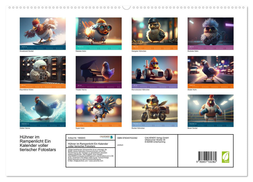 Hühner im Rampenlicht Ein Kalender voller tierischer Fotostars (CALVENDO Premium Wandkalender 2026)