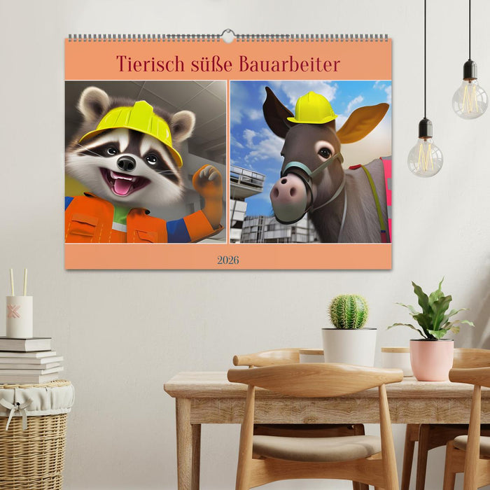 Tierisch süße Bauarbeiter (CALVENDO Wandkalender 2026)