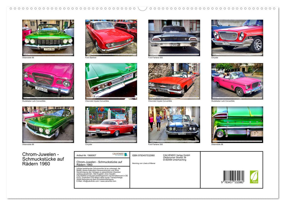 Chrom-Juwelen - Schmuckstücke auf Rädern 1960 (CALVENDO Premium Wandkalender 2026)
