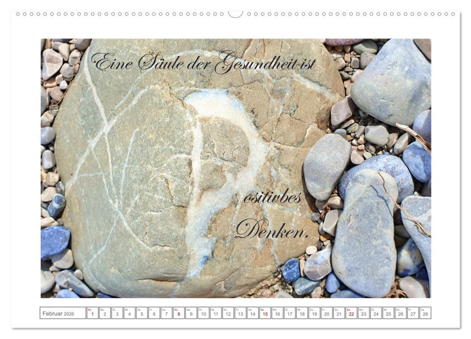 Steine der Achtsamkeit - Isarsteine mit weisen Gedanken zu einem glücklicheren Leben (CALVENDO Premium Wandkalender 2026)