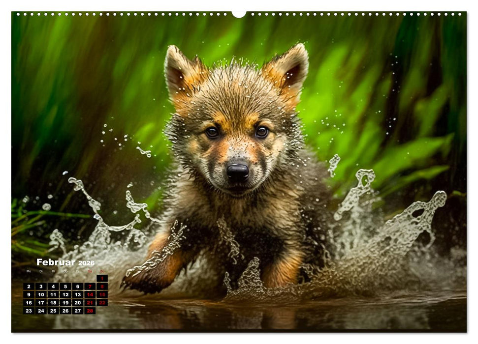 Tierkinder beim baden (CALVENDO Premium Wandkalender 2026)