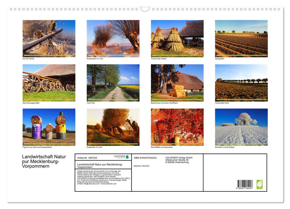 Landwirtschaft Natur pur Mecklenburg-Vorpommern (CALVENDO Wandkalender 2026)