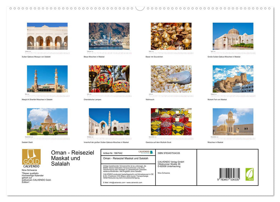 Oman - Reiseziel Maskat und Salalah (CALVENDO Premium Wandkalender 2026)