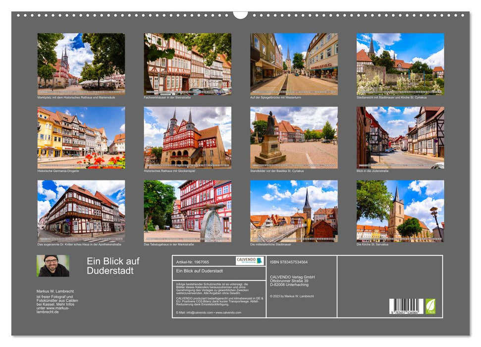 Ein Blick auf Duderstadt (CALVENDO Wandkalender 2026)