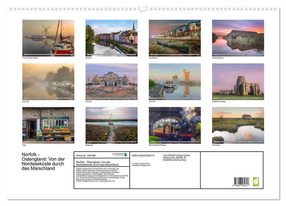 Norfolk - Ostengland: Von der Nordseeküste durch das Marschland (CALVENDO Wandkalender 2026)