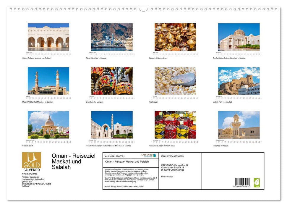 Oman - Reiseziel Maskat und Salalah (CALVENDO Wandkalender 2026)