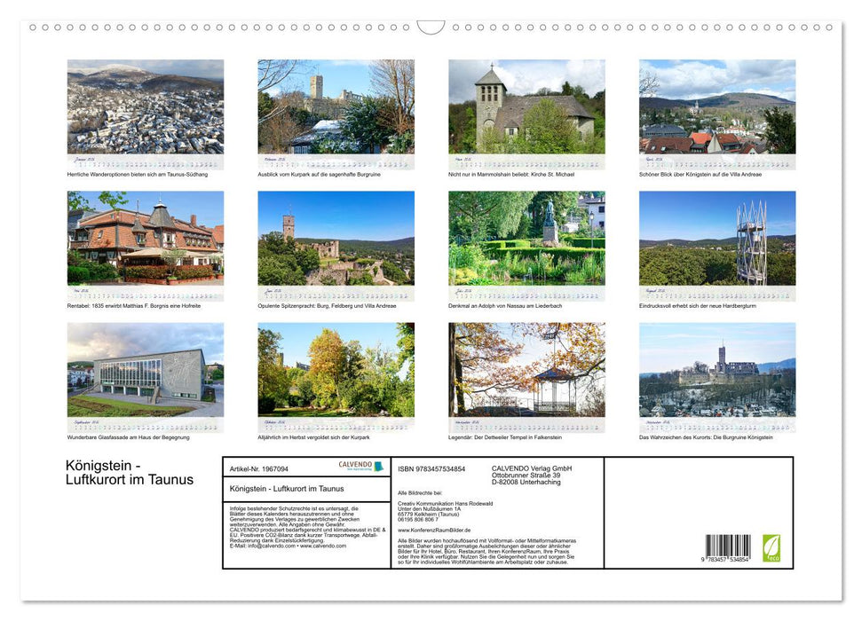 Königstein - Luftkurort im Taunus (CALVENDO Wandkalender 2026)