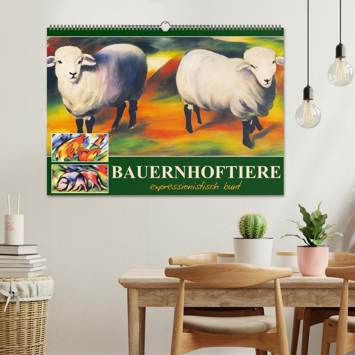 Bauernhoftiere, expressionistisch bunt (CALVENDO Wandkalender 2026)