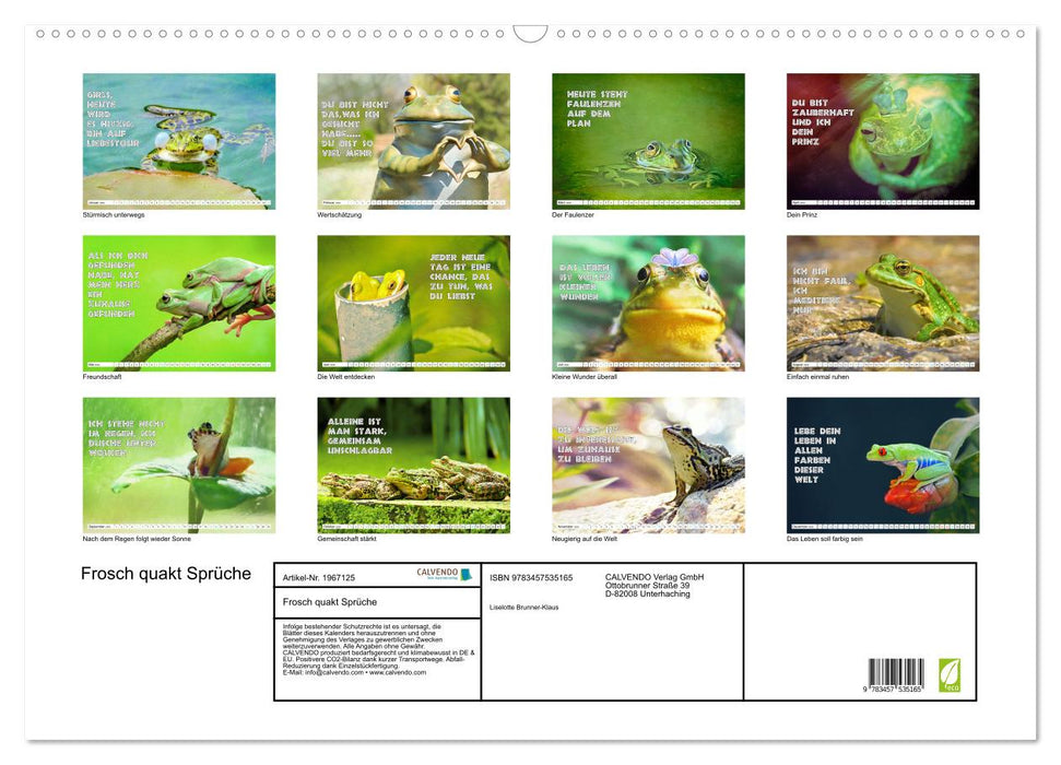 Frosch quakt Sprüche (CALVENDO Wandkalender 2026)