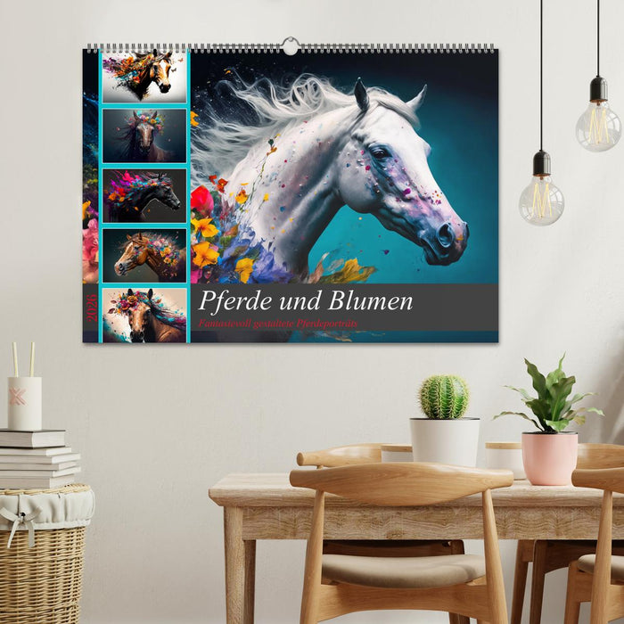 Pferde und Blumen (CALVENDO Wandkalender 2026)