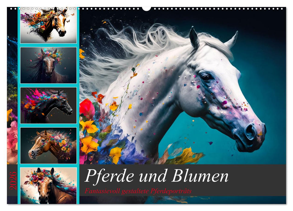 Pferde und Blumen (CALVENDO Wandkalender 2026)