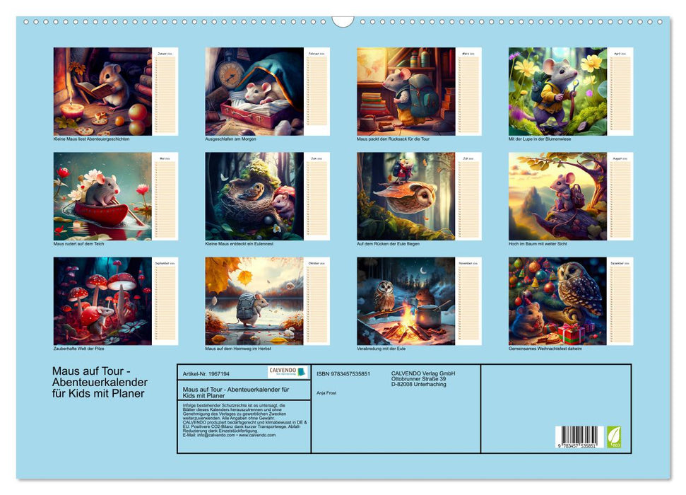 Maus auf Tour - Abenteuerkalender für Kids mit Planer (CALVENDO Wandkalender 2026)