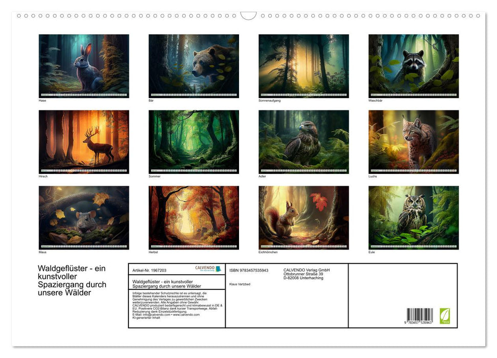 Waldgeflüster - ein kunstvoller Spaziergang durch unsere Wälder (CALVENDO Wandkalender 2026)