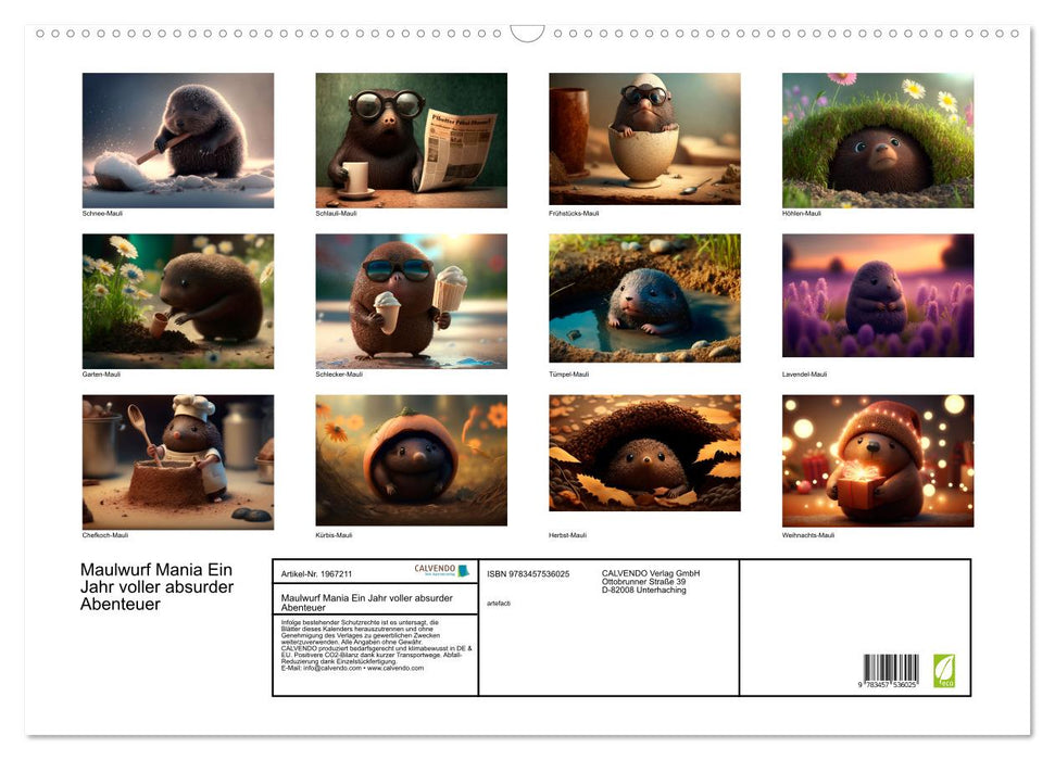 Maulwurf Mania Ein Jahr voller absurder Abenteuer (CALVENDO Wandkalender 2026)