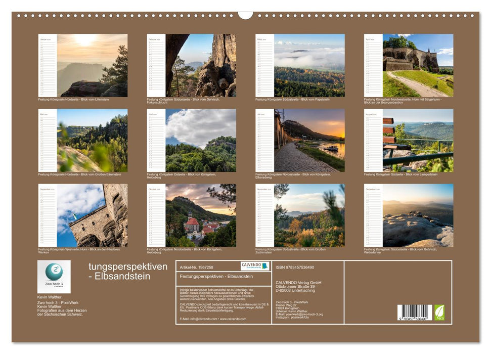 Festungsperspektiven - Elbsandstein (CALVENDO Wandkalender 2026)