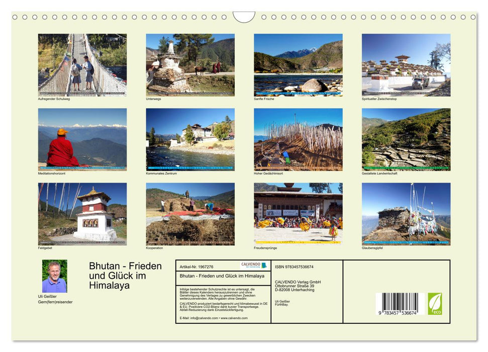 Bhutan - Frieden und Glück im Himalaya (CALVENDO Wandkalender 2026)