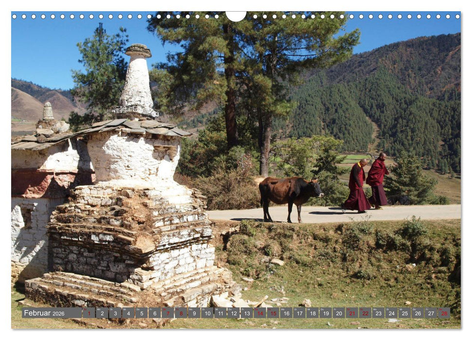 Bhutan - Frieden und Glück im Himalaya (CALVENDO Wandkalender 2026)
