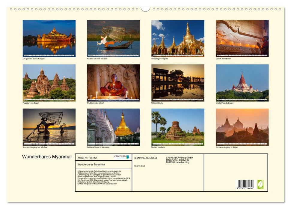 Wunderbares Myanmar (CALVENDO Wandkalender 2026)